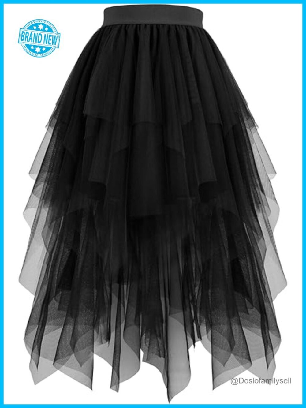 Tulle High Low A-Line Midi Skirt Layered Tutu Elastic Waist